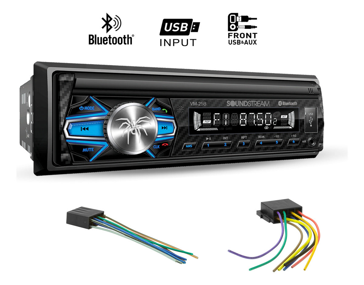 Kit Autoestereo Bluetooth 1 Din Y Bocinas 6.5 Soundstream