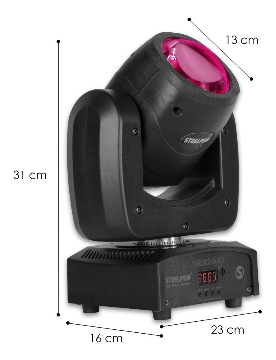 Luz De Escenario Led Cabeza Móvil Steelpro Beam-80h 127v Luces Color Azul