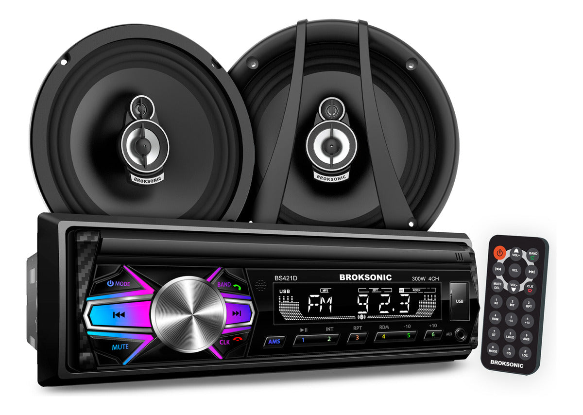 Autoestereo Desmontable Bocinas6.5 3vias Broksonic Bs-421d65