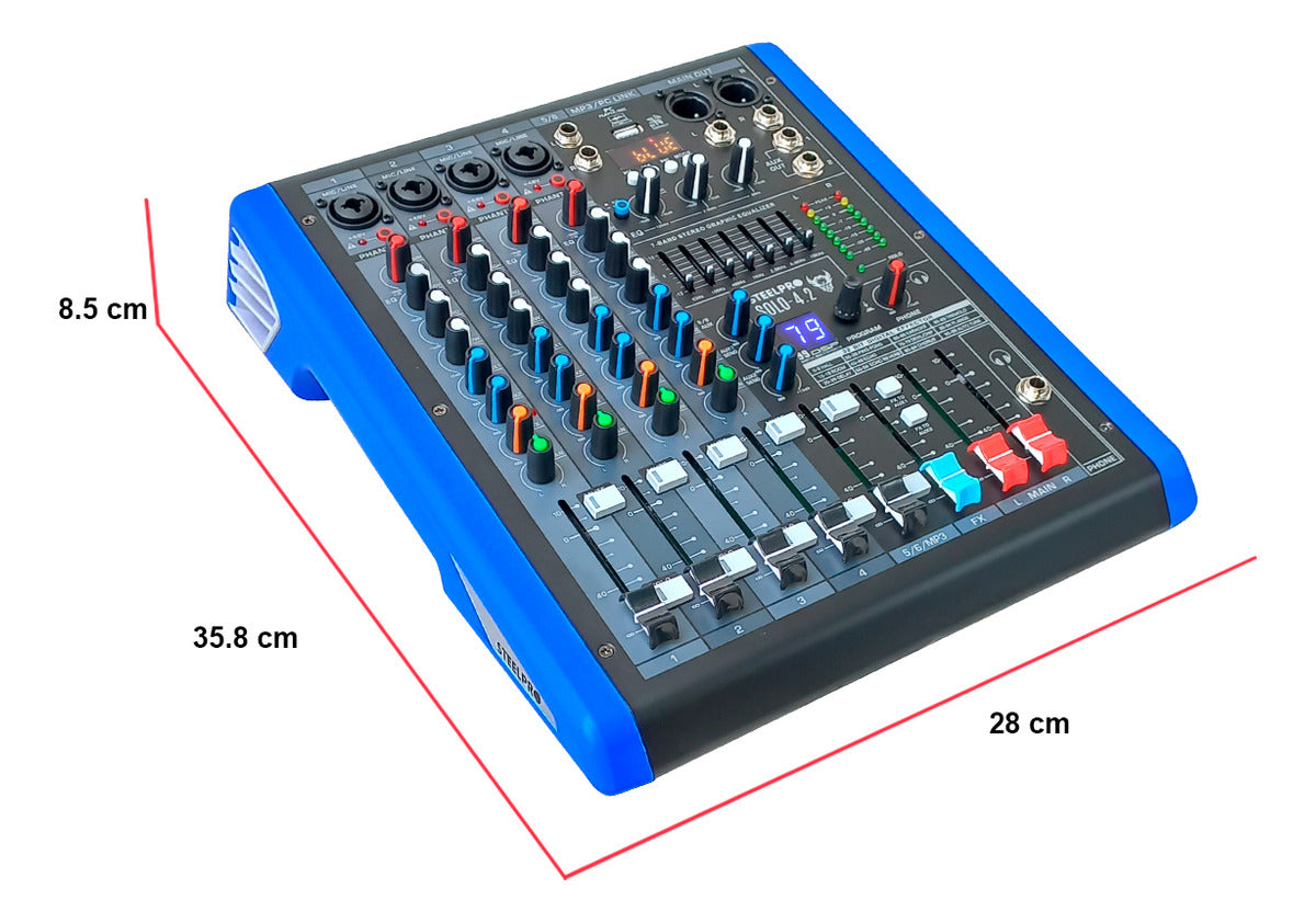 Mezcladora Profesional 4 Canales Dsp Voz Del Diablo Y Voz De Ardilla Solo 4.2 Steelpro