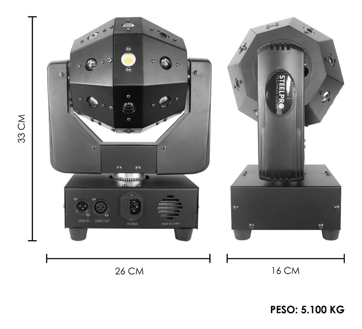 Cabeza Movil Led + Laser Beam Steelpro Magic Ball