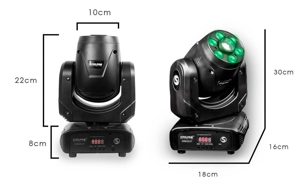 Luz De Escenario Led Cabezal Móvil Steelpro Deltra-7-k 127v Luces Color Rgbw