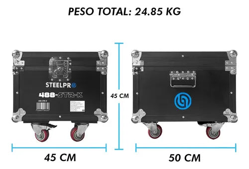 Case 4 Estrobo Profesional 960 Led Rgb+ Estrobo Dmx Steelpro