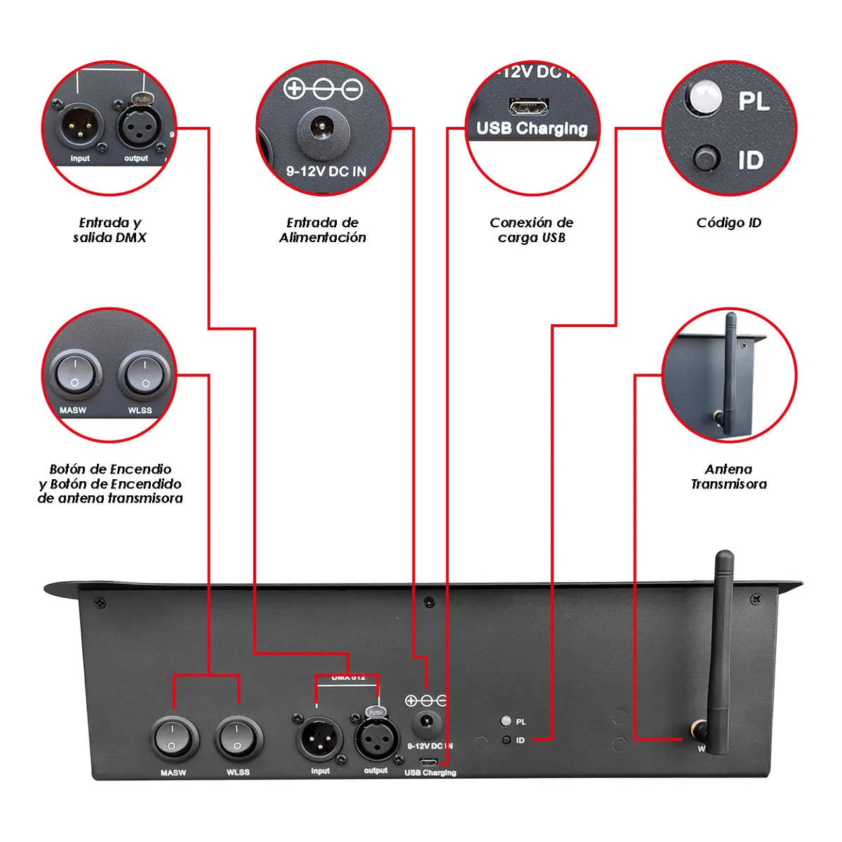 Dmx Controlador Inalámbrico Portátil 192 Canales By Steelpro Color Negro