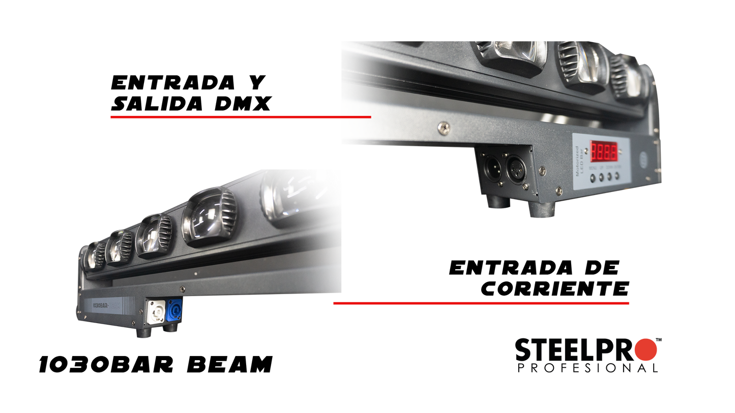 1030 BAR BEAM Steelpro – Barra LED RGBW 300W con 127 Efectos y Control DMX