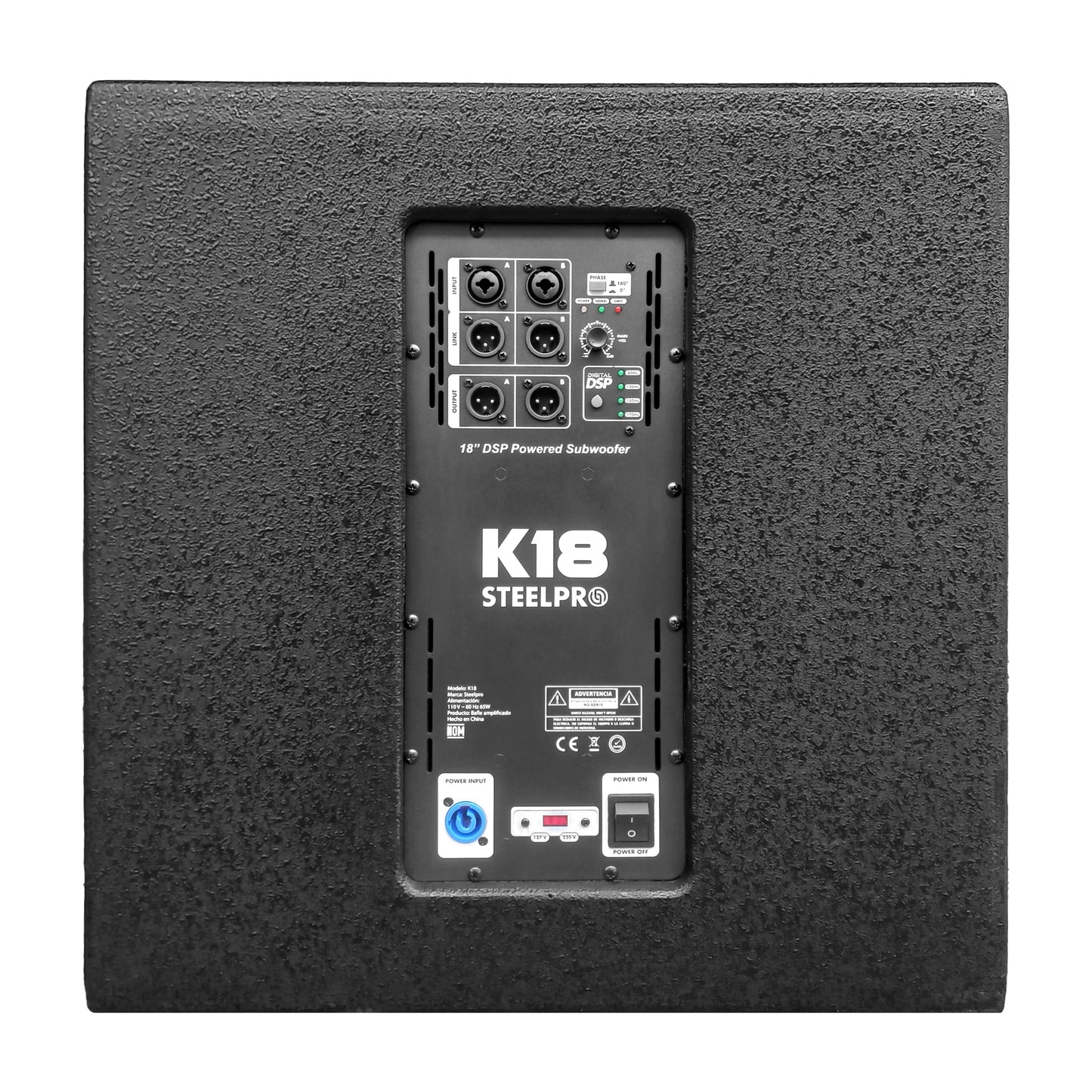 K18 Subwoofer Profesional de 18" Amplificado Dsp 900w Rms Steelpro
