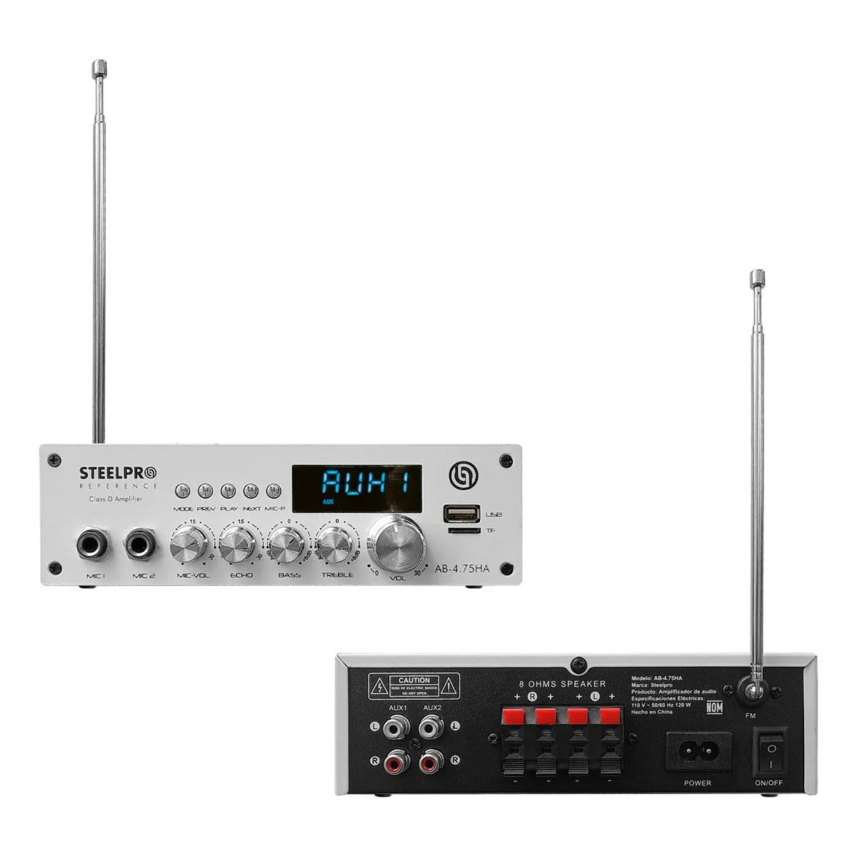 Kit Amplificador Bt 300w 4 Bafles Ambiental 5.2 By Steelpro