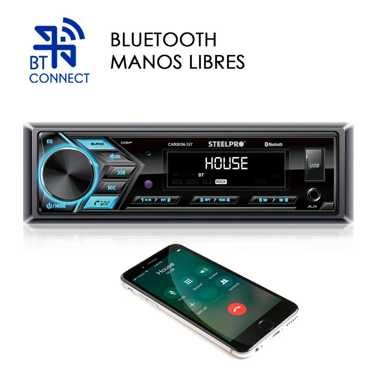 Kit Autoestereo Bluetooth 1 Din Y Bocinas 6.5 Soundstream