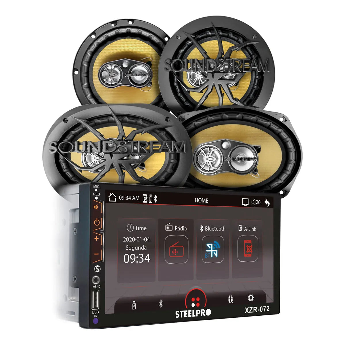 Kit Autoestereo Bluetooth Bocina 6x9 Bocinas 6.5 Steelpro