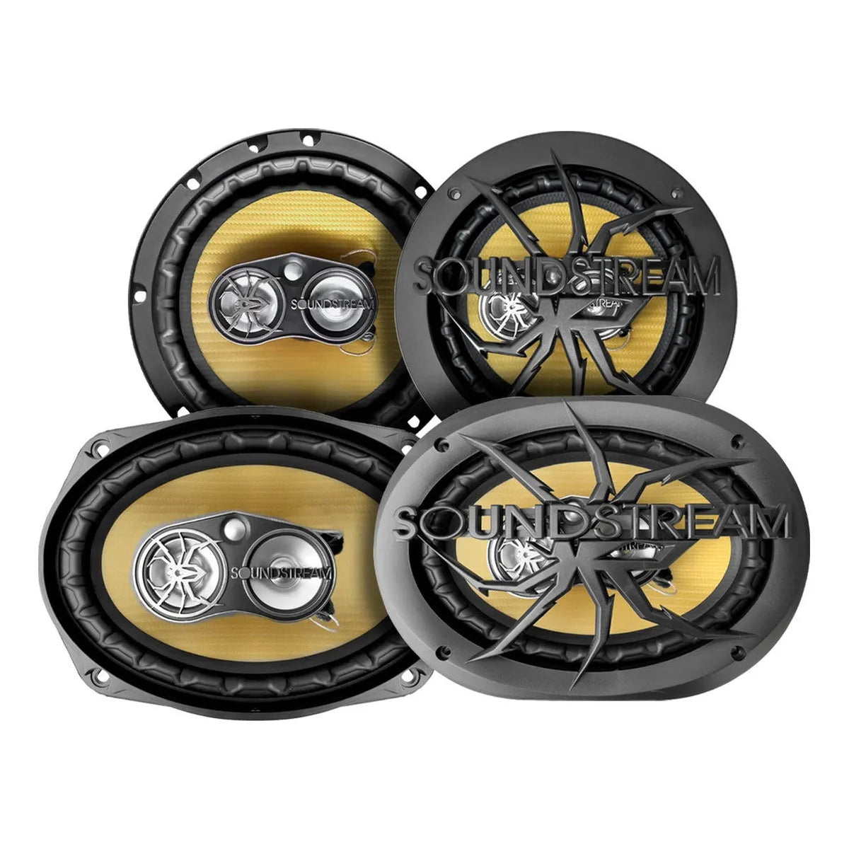 Kit Autoestéreo Par Bocina 6x9 + Par Bocinas 6.5 Soundstream