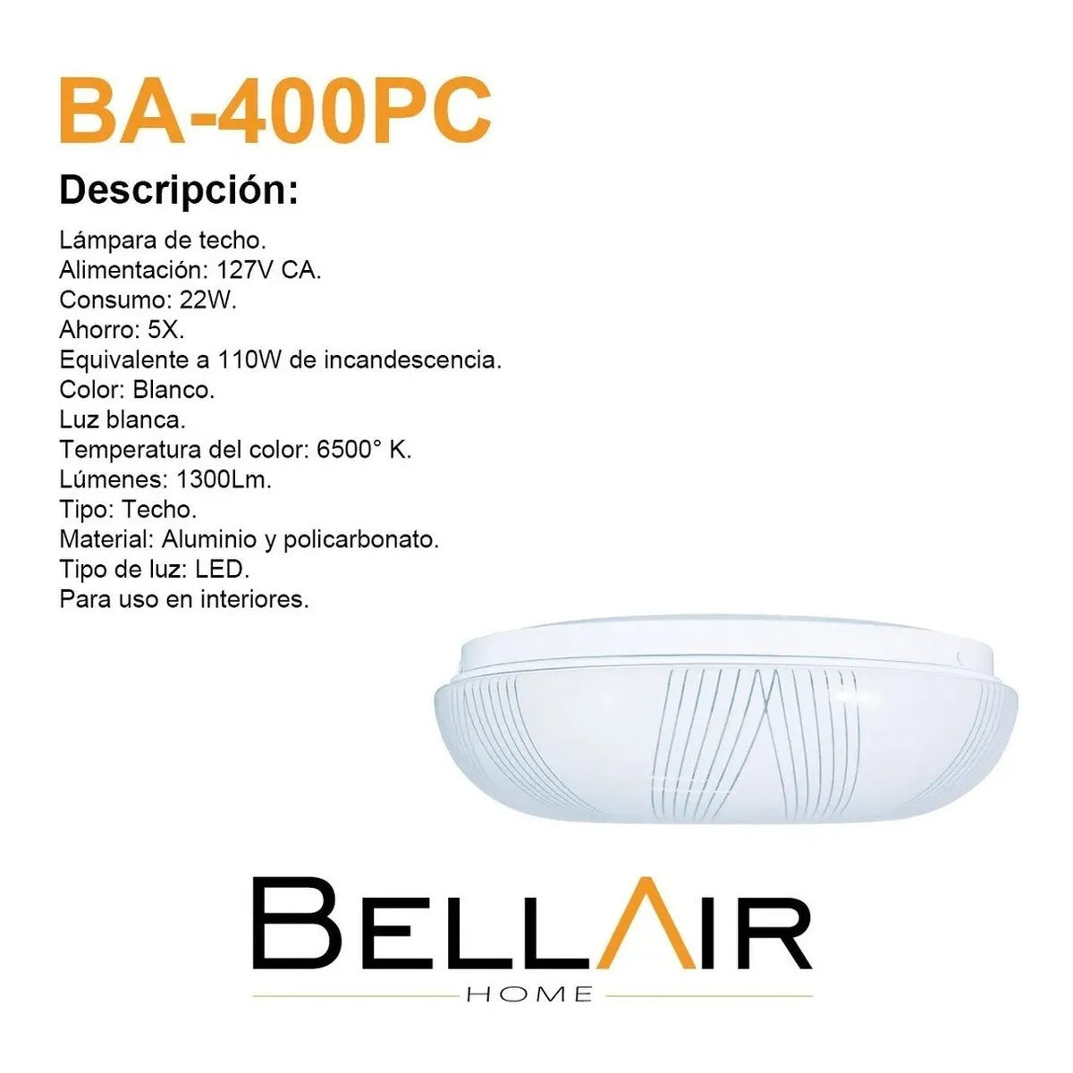Lampara Techo Led 110w Equivalente Tipo Plafón Sobreponer