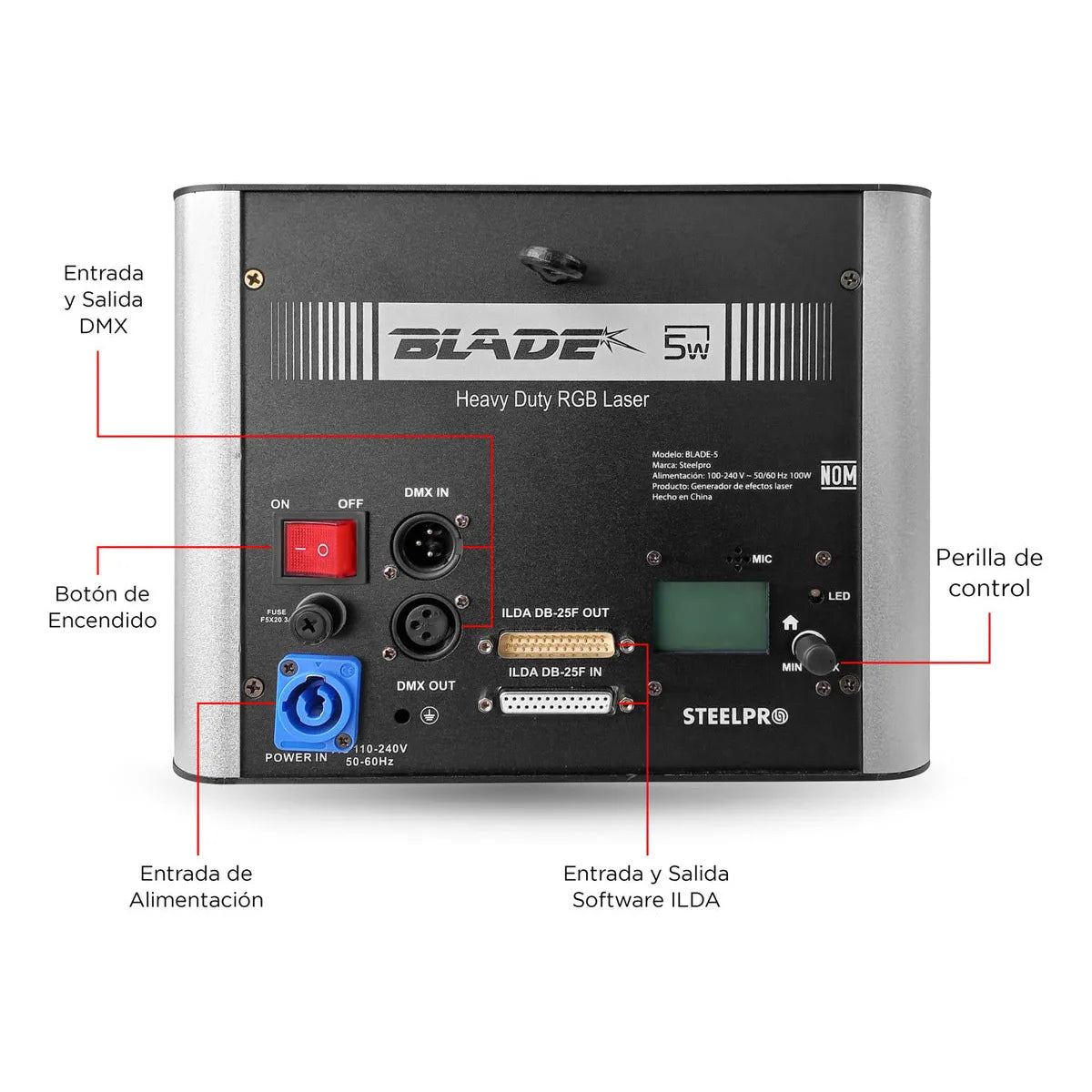 Laser Profesional Rgb Dmx-512 Luces Dj 5w - Blade Steelpro