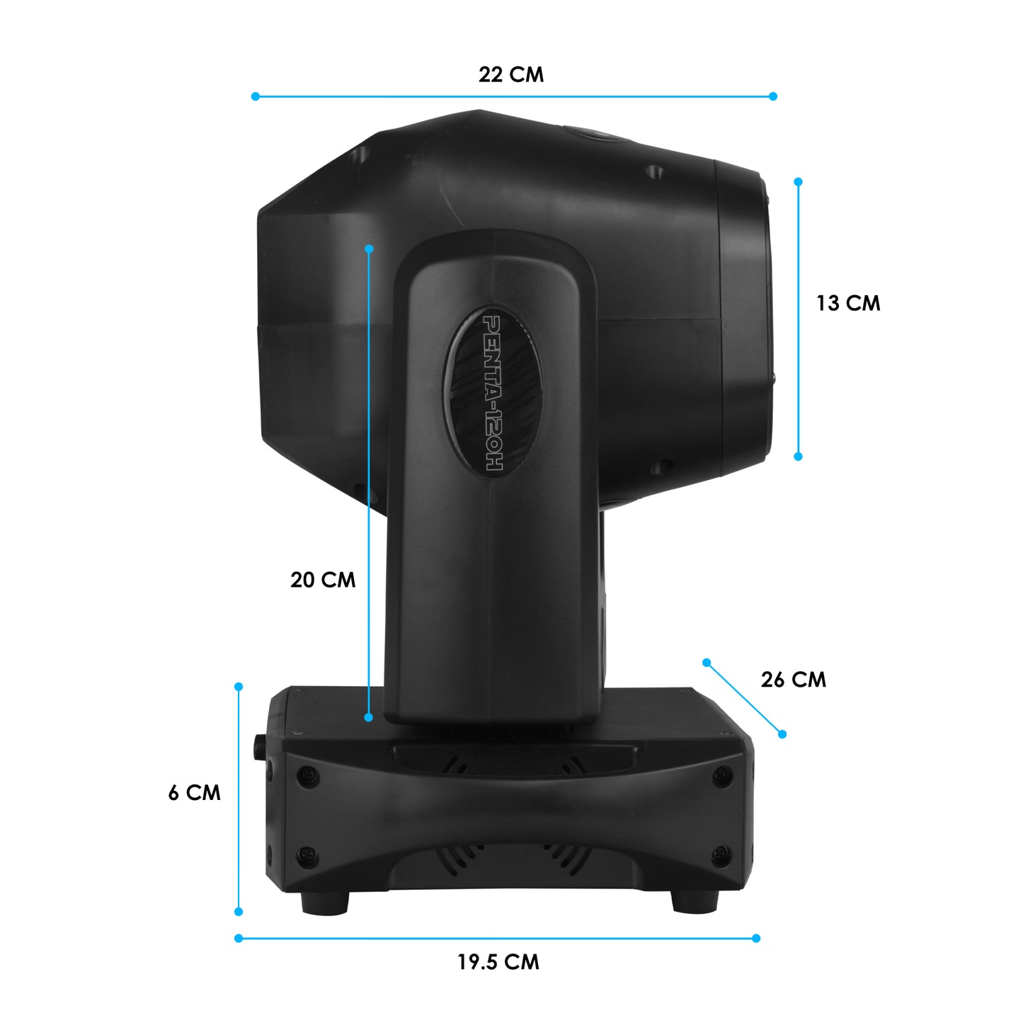 PENTA-120H Cabeza Móvil Beam LED 120W Prisma 5 Caras Aro LED SMD 7 Gobos Rotatorios DMX Maestro Esclavo Audiorítmico Automático Iluminación Profesional Steelpro