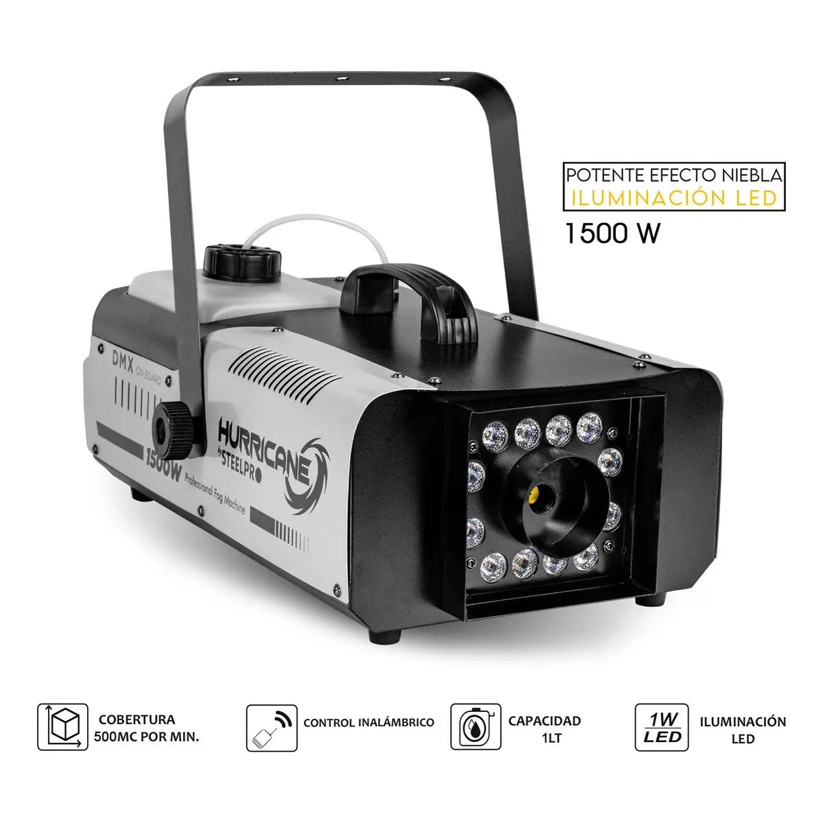 Maquina De Humo 1500w Control Inalámbrico Steelpro Hurricane Color Negro