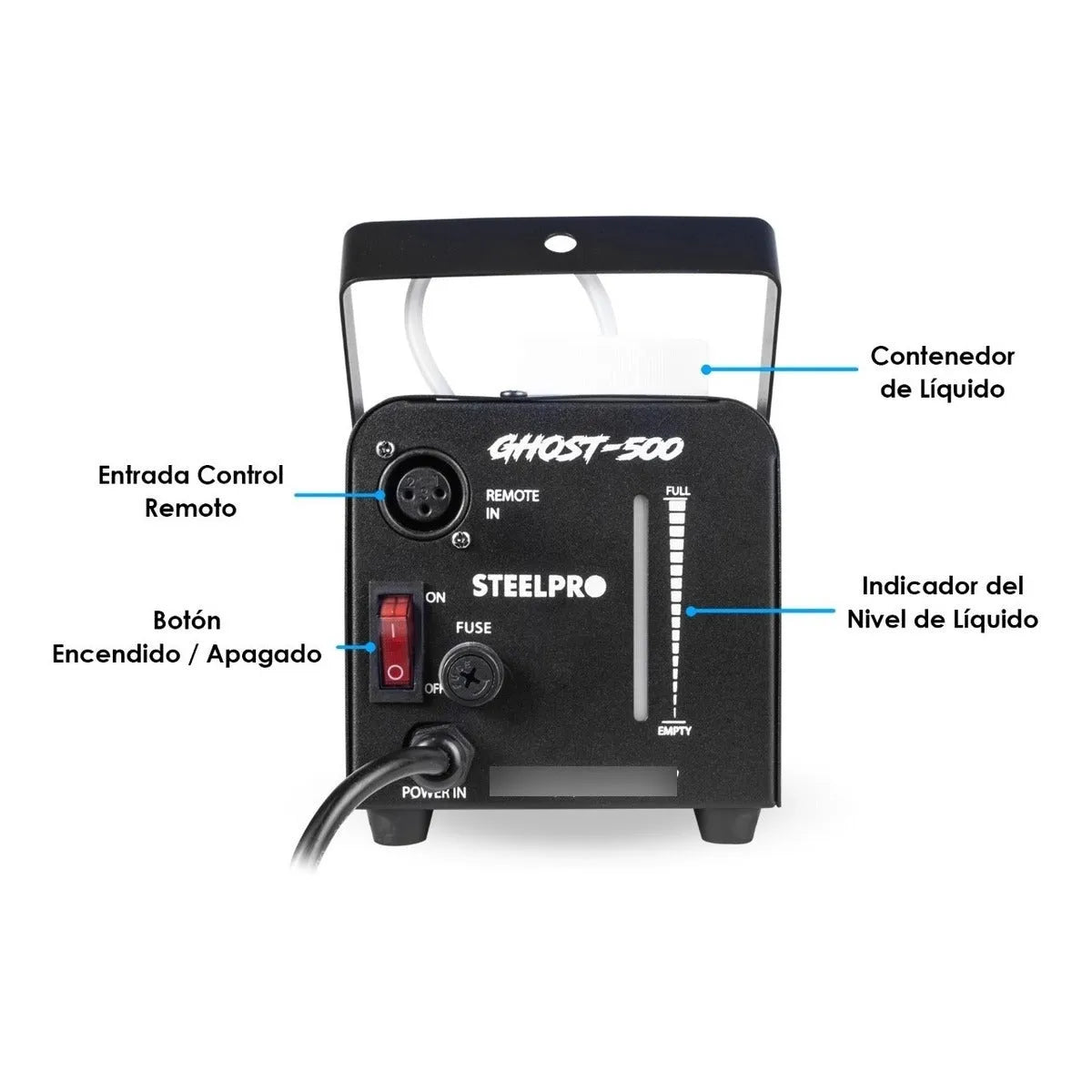 Maquina De Humo 500w + 1 Litro Liquido Ultra Niebla Steelpro