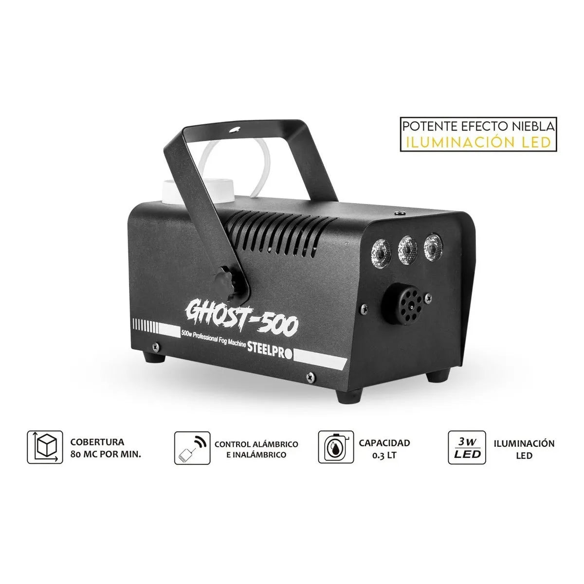 Maquina De Humo 500w + 1 Litro Liquido Ultra Niebla Steelpro