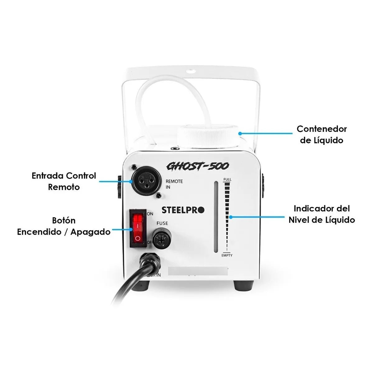 Maquina De Humo 500w + 1 Litro Liquido Ultra Niebla Steelpro