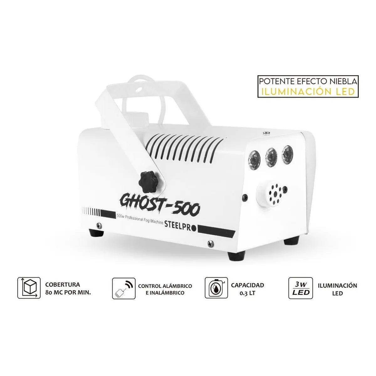 Maquina De Humo 500w + 1 Litro Liquido Ultra Niebla Steelpro