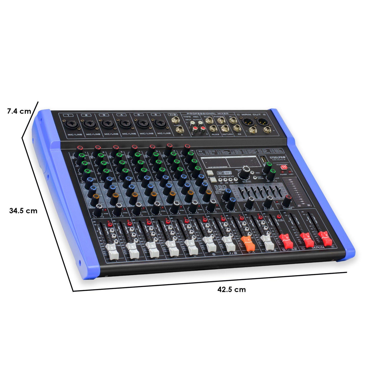 Mezcladora Profesional 8 Canales Bluetooth Eqz Steelpro