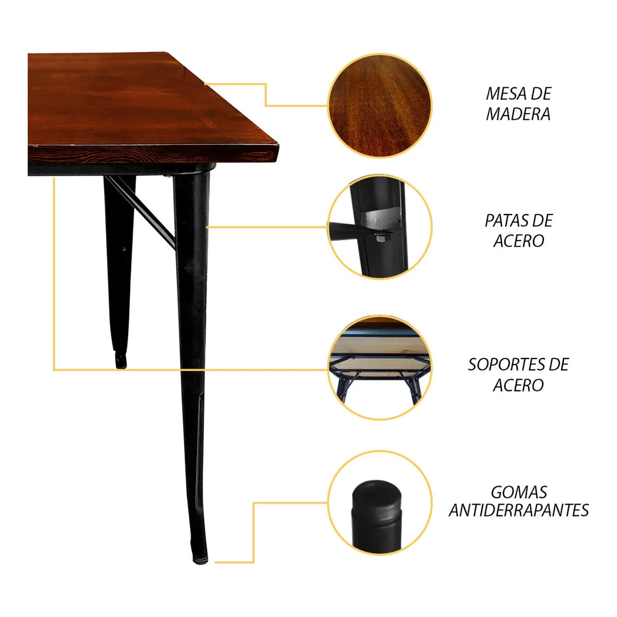 Mesa De Comedor Tolix Rectangular 120x80 By Bellair