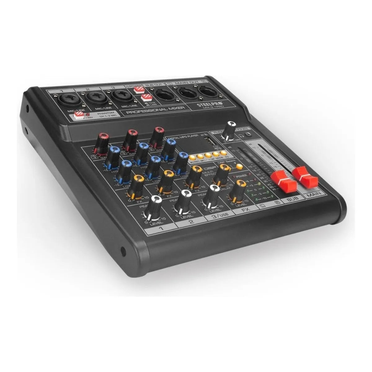 Mezcladora 4 Canales 3+subwoofer Xlr Bluetooth Usb Steelpro