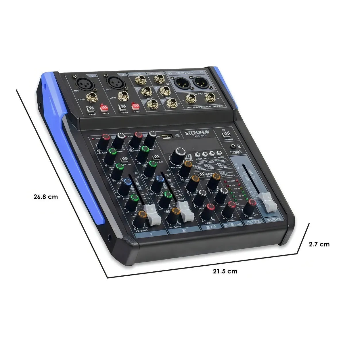Mezcladora Audio 6 Canales 99 Efectos Bluetooth By Steelpro