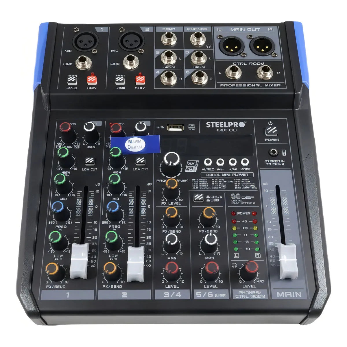 Mezcladora Audio 6 Canales 99 Efectos Bluetooth By Steelpro