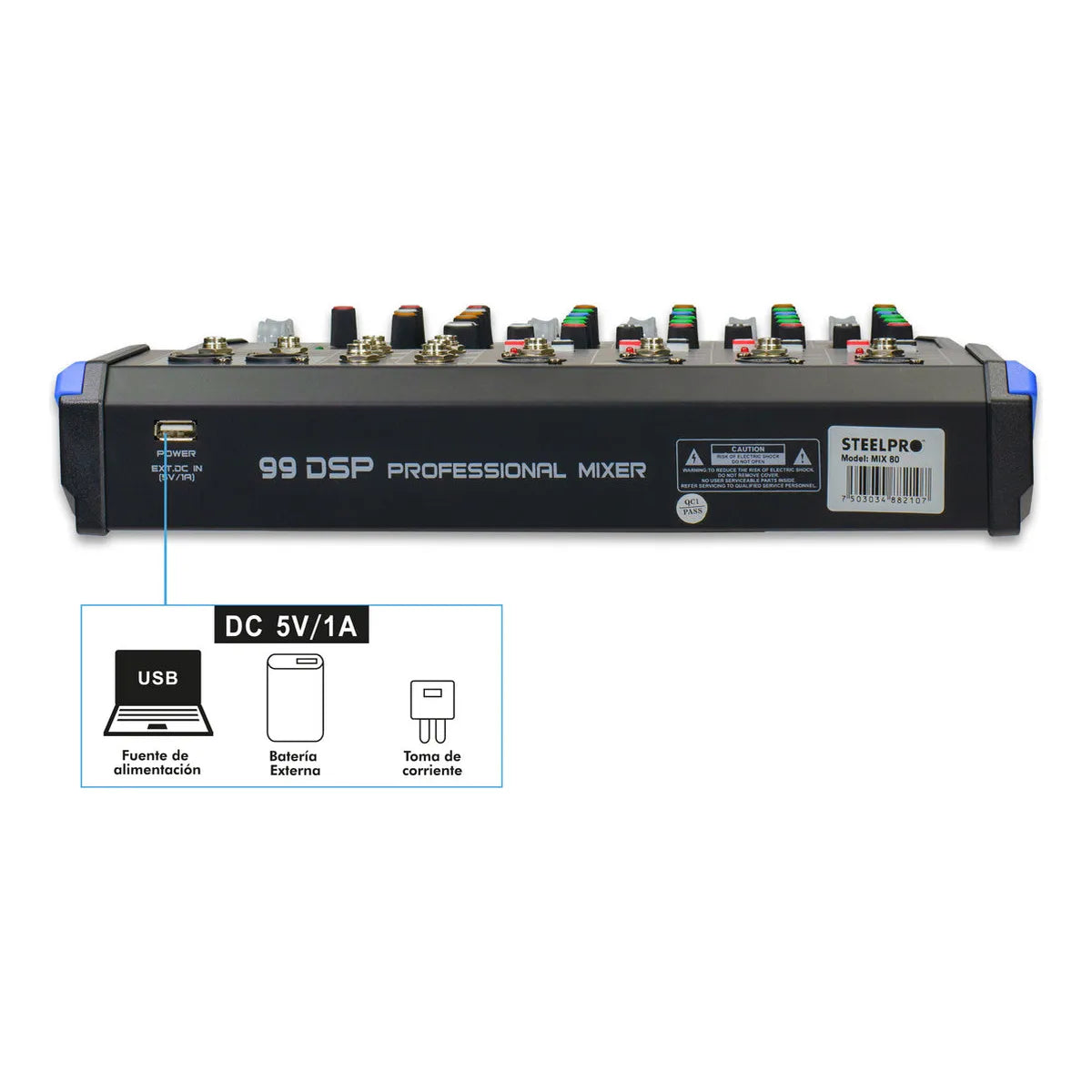 Mezcladora De Audio Usb Bluetooth 8ch 16 Efectos - Steelpro