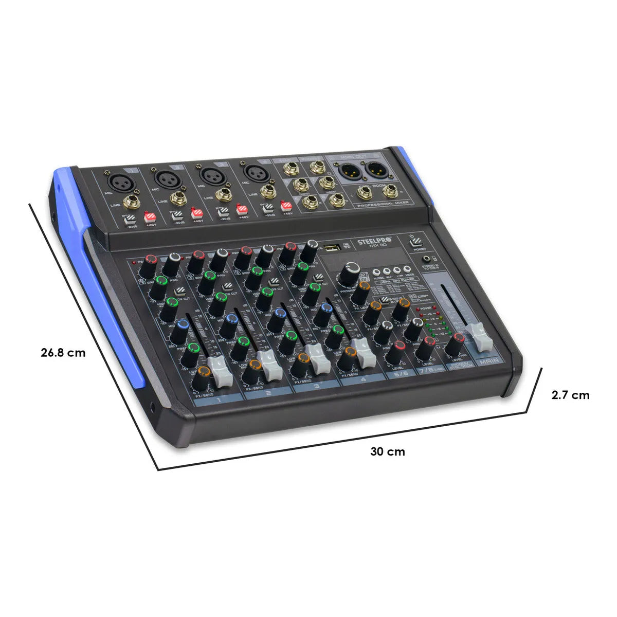 Mezcladora De Audio Usb Bluetooth 8ch 16 Efectos - Steelpro
