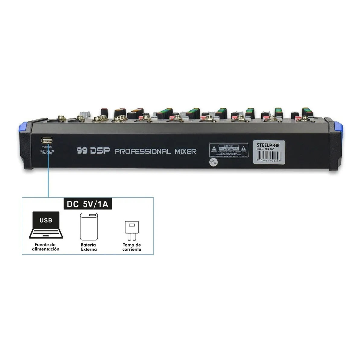 Mezcladora Mixer De 10 Ch 99 Efectos Bluetooth Usb- Steelpro