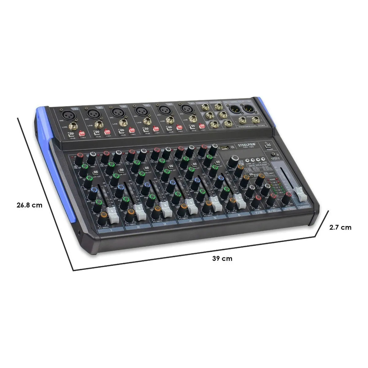 Mezcladora Mixer De 10 Ch 99 Efectos Bluetooth Usb- Steelpro