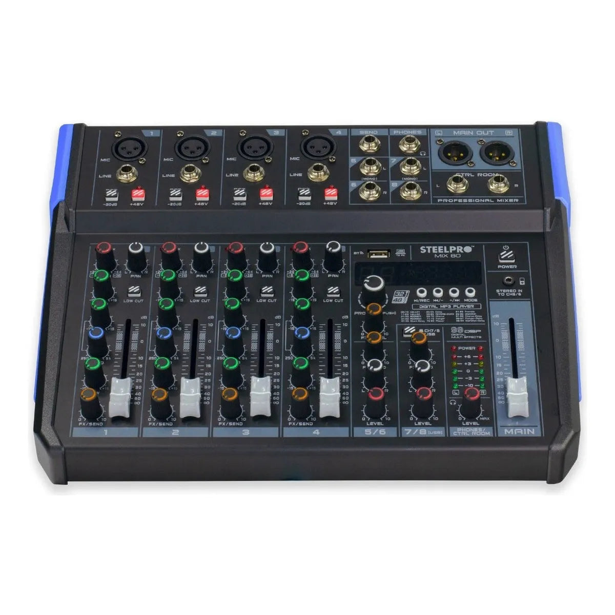 Mezcladora Mixer De 10 Ch 99 Efectos Bluetooth Usb- Steelpro