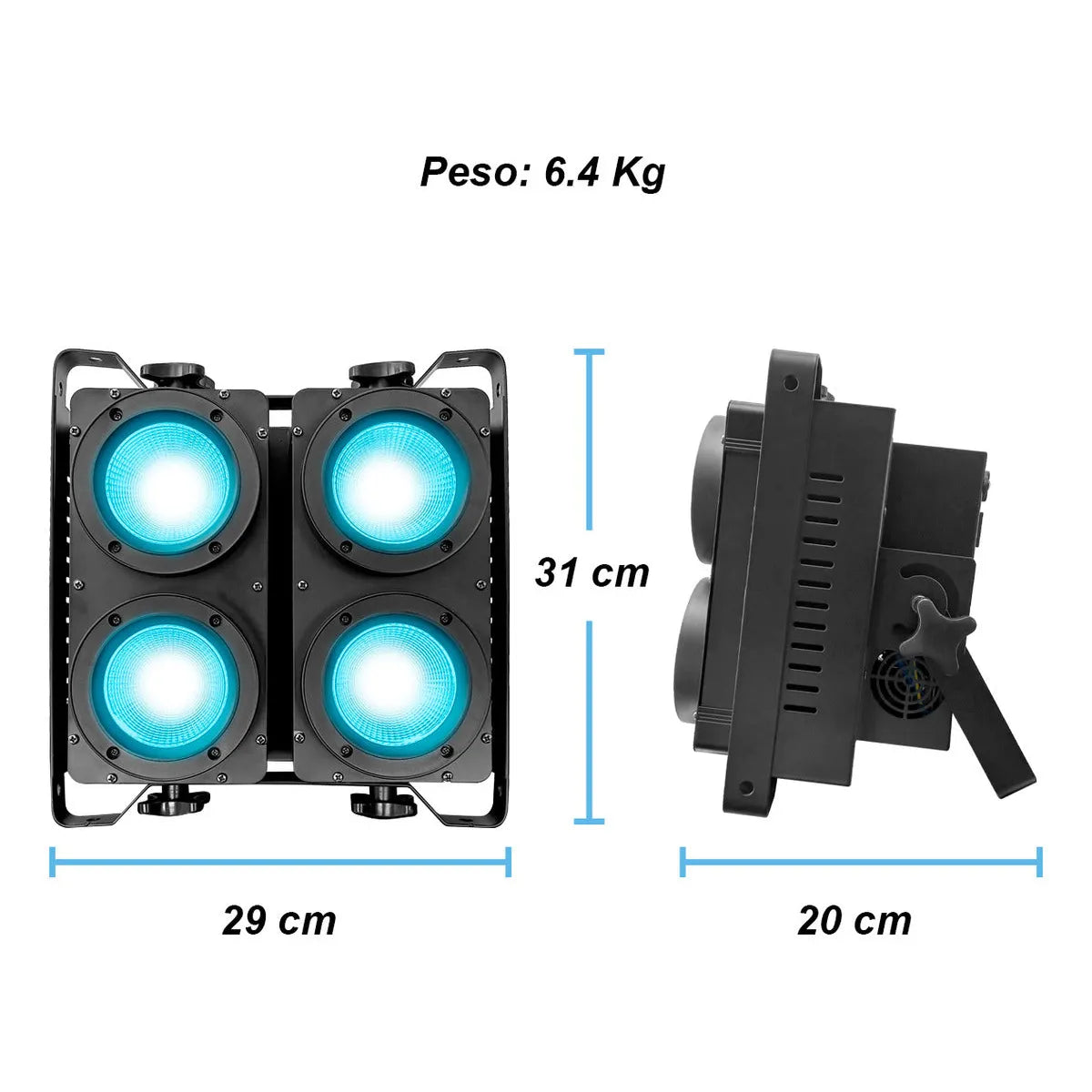 Mini Blinder Con Case 4 Leds De 100w Rgb By Steelpro