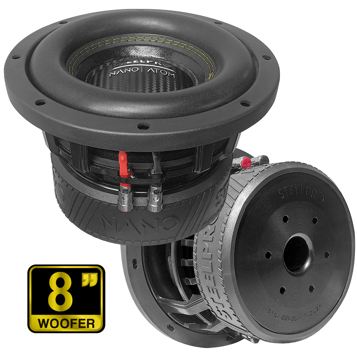 Subwoofer 8 PuLG Competencia 4+4 Ohm 1500W Nano-Atom-cx Steelpro Negro