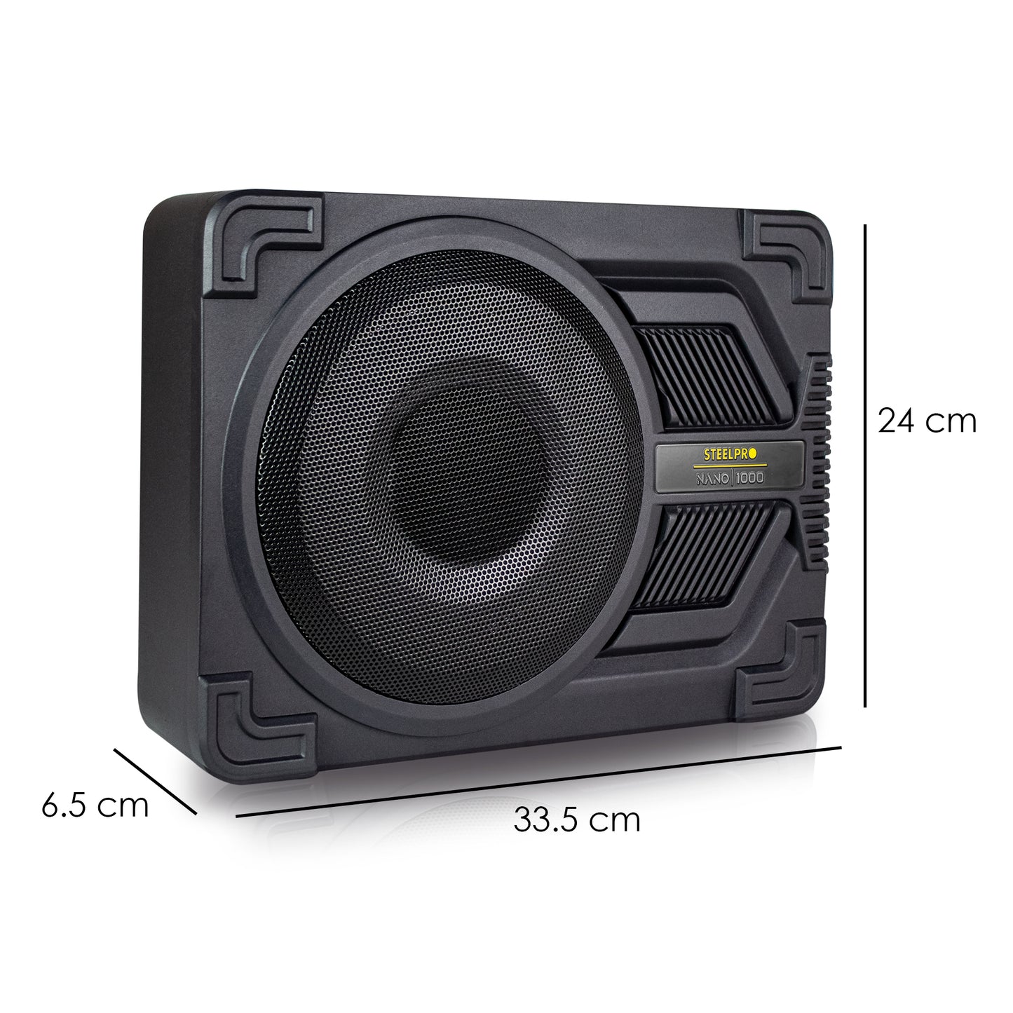 Subwoofer 10puLG Amplificado Steelpro Nano1000 1000w Color Negro