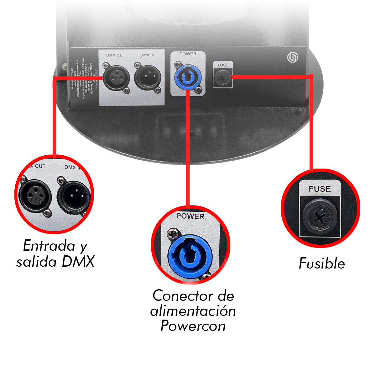 Máquina de Confeti Steelpro PARTY SHOT 1500W LED RGB DMX Control Remoto Profesional