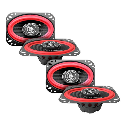 Paquete 4 Bocinas 4x6 PuLG Fibra Carbono 2vías Soundstream