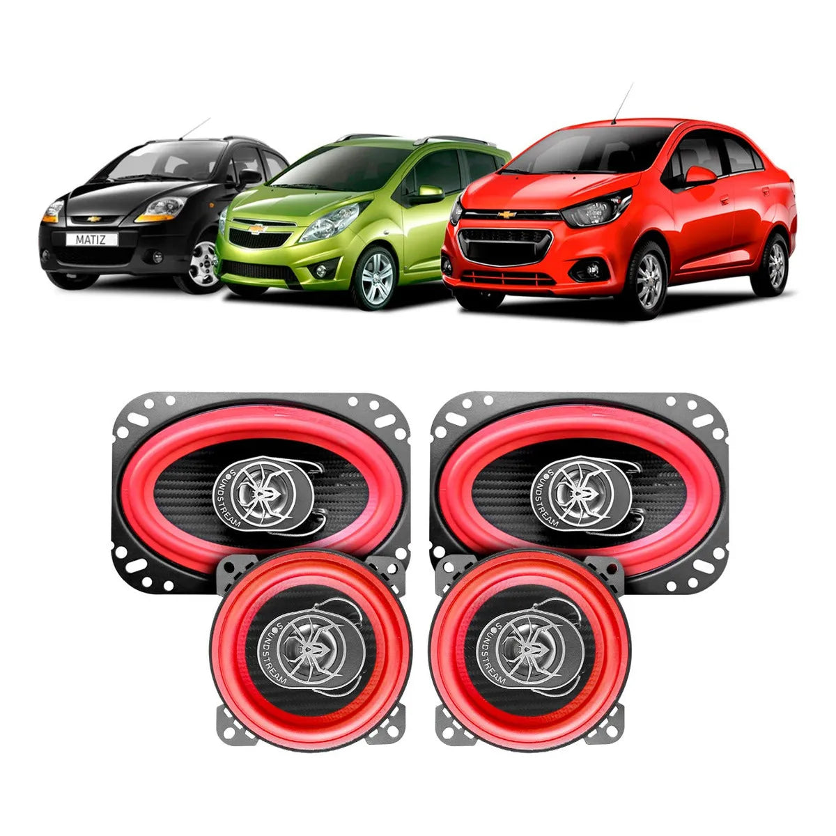 Paquete 4 Bocinas 4x6 Y 4 PuLG Spark Matiz Beat Soundstream