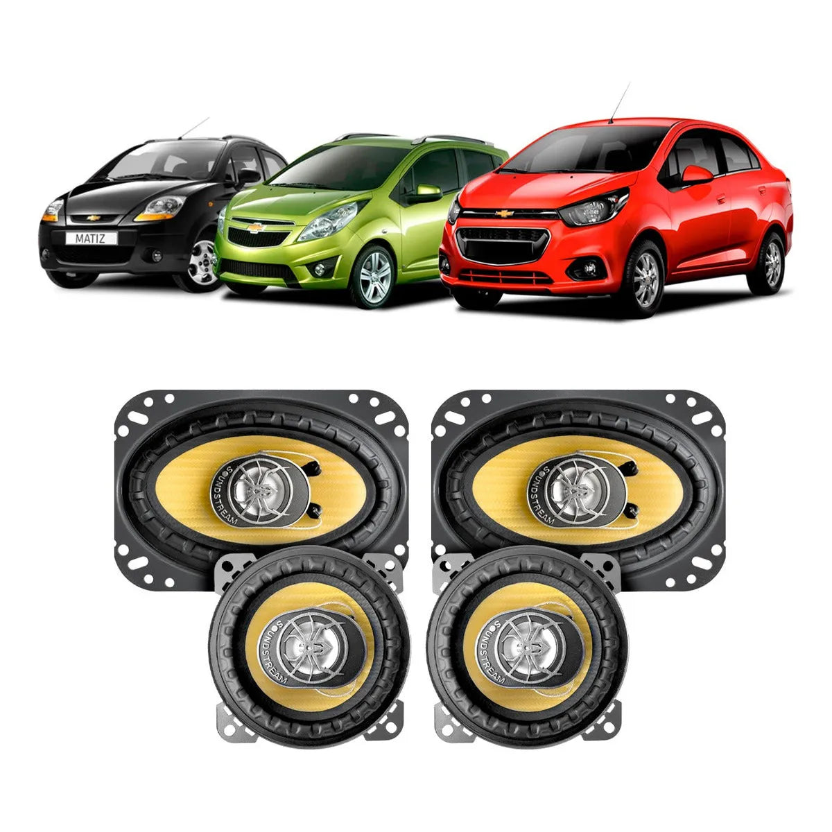 Paquete 4 Bocinas 4x6 Y 4 PuLG Spark Matiz Beat Soundstream