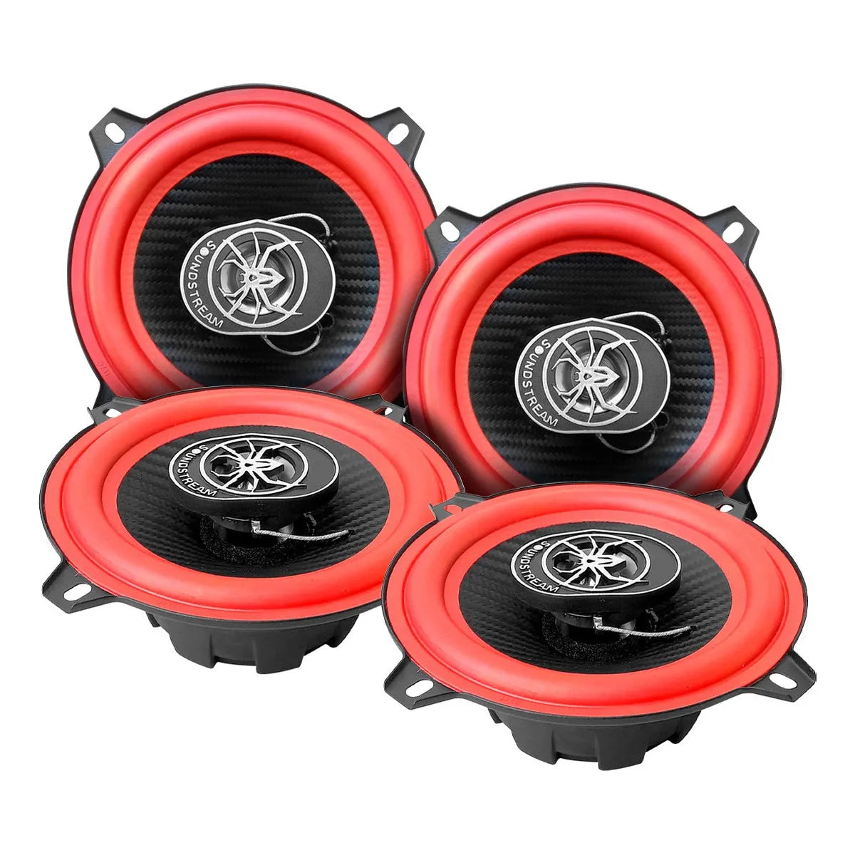 Paquete 4 Bocinas 5.25 PuLG  Fibra Carbono 2vías Soundstream