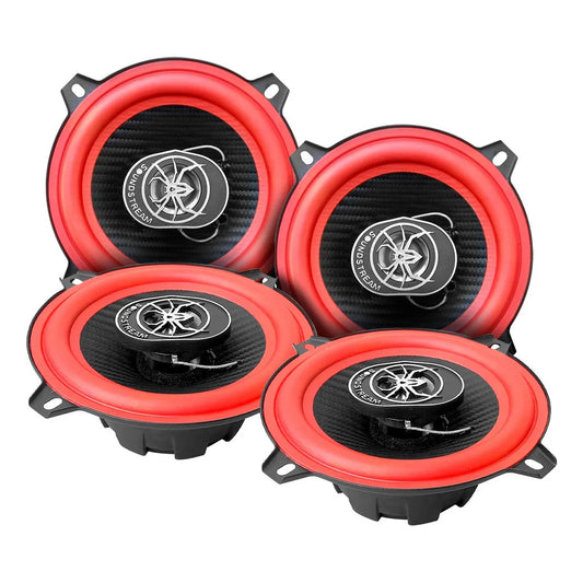 Paquete 4 Bocinas 5.25 PuLG  Fibra Carbono 2vías Soundstream
