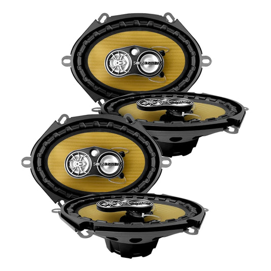 Paquete 4 Bocinas 5x7 Carbono Pro Kevlar 4 Vías soundstream
