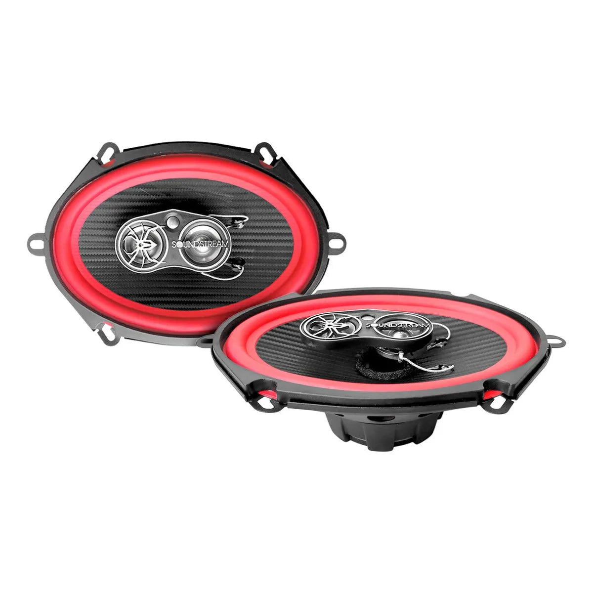 Paquete 4 Bocinas 5x7 PuLG Fibra Carbono 4vías Soundstream