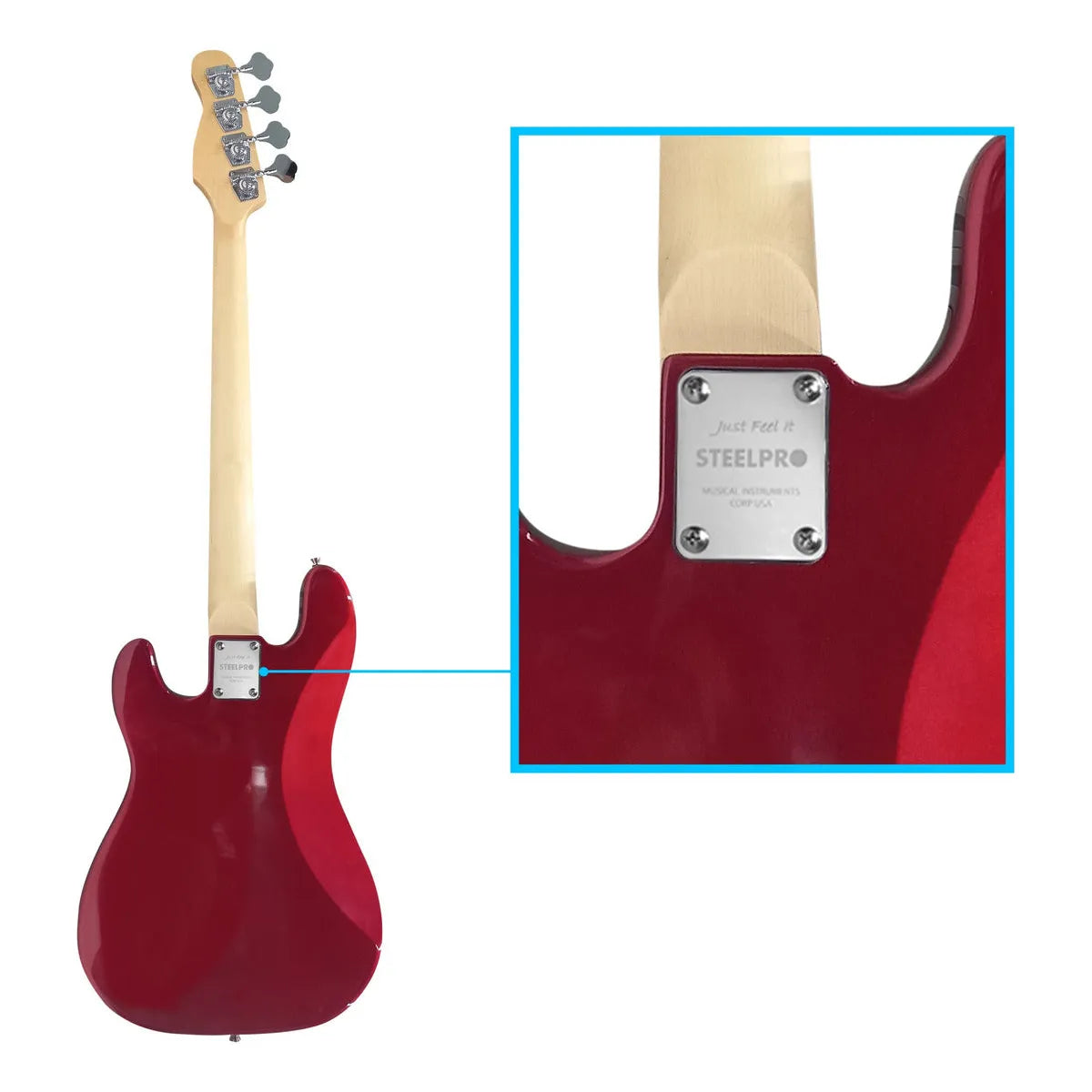 Paquete Bajo Electrico Jethro Series By Steelpro 502-sk Acabado Del Cuerpo Poliuretano Cantidad De Cuerdas 4 Color Rojo Orientación De La Mano Diestro
