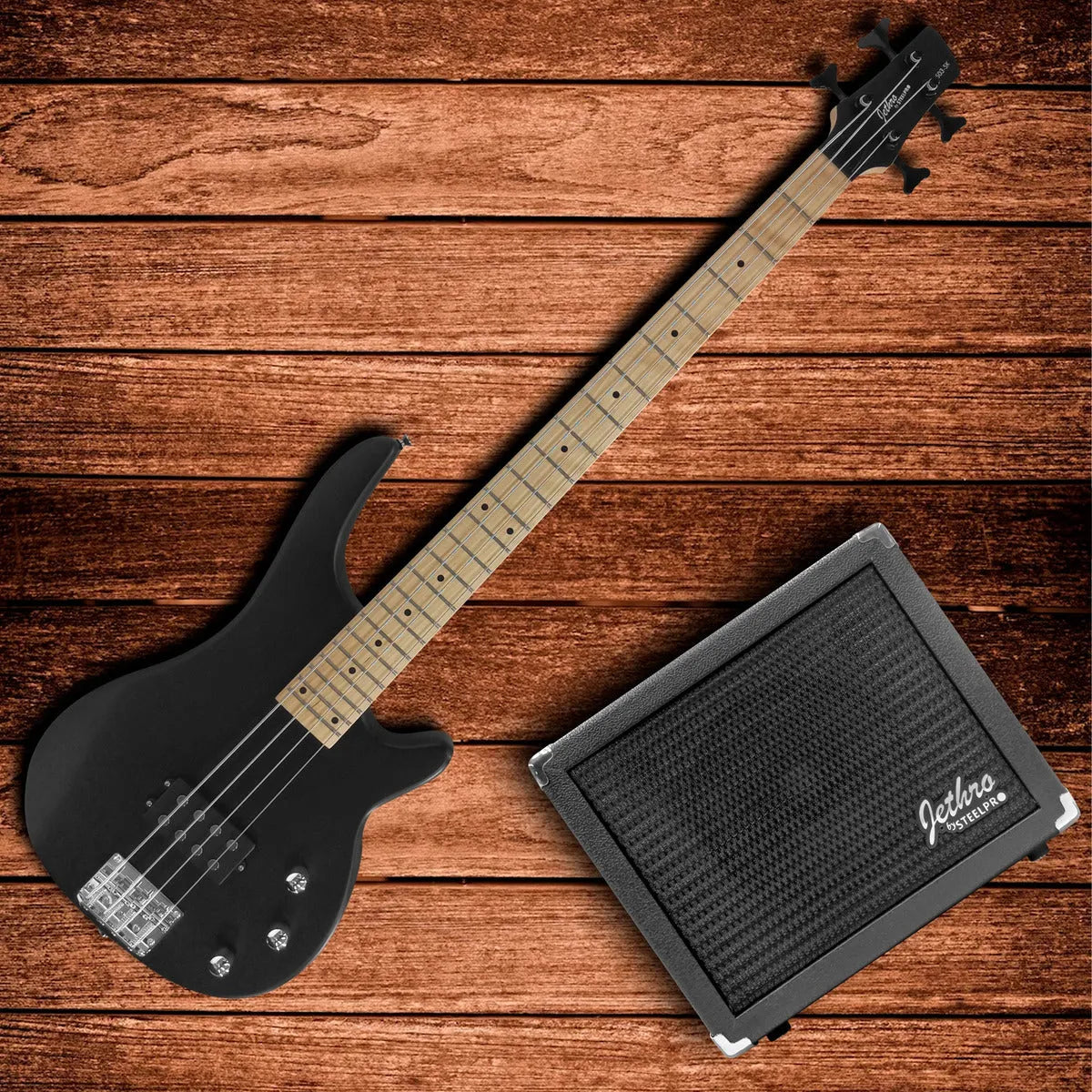 Paquete Bajo Electrico Jethro Series By Steelpro 503-sk Acabado Del Cuerpo Laqueado Cantidad De Cuerdas 4 Color Negro Orientación De La Mano Diestro
