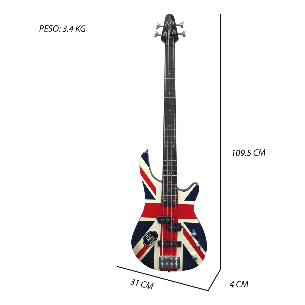 Paquete Bajo Electrico Jethro Series By Steelpro 510-sk Acabado Del Cuerpo Barnizado Cantidad De Cuerdas 4 Color Union Jack Orientación De La Mano Diestro