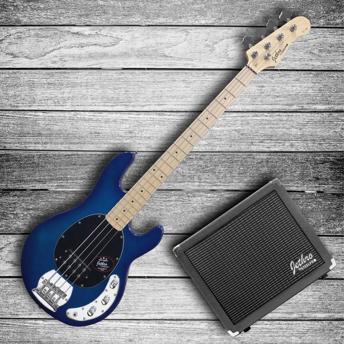 Paquete Bajo Electrico Jethro Series By Steelpro 511-sk Acabado Del Cuerpo Barnizado Cantidad De Cuerdas 4 Color Aaa Flamed Blue Burst Orientación De La Mano Diestro