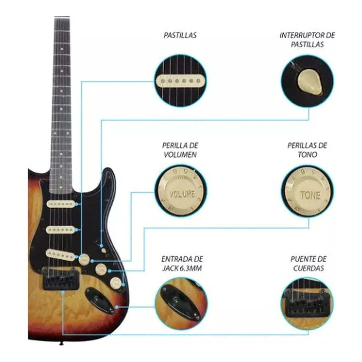 Paquete Guitarra Eléctrica Concerto Series By Premiata 009 Material Del Diapasón Álamo Laminado Orientación De La Mano Diestro