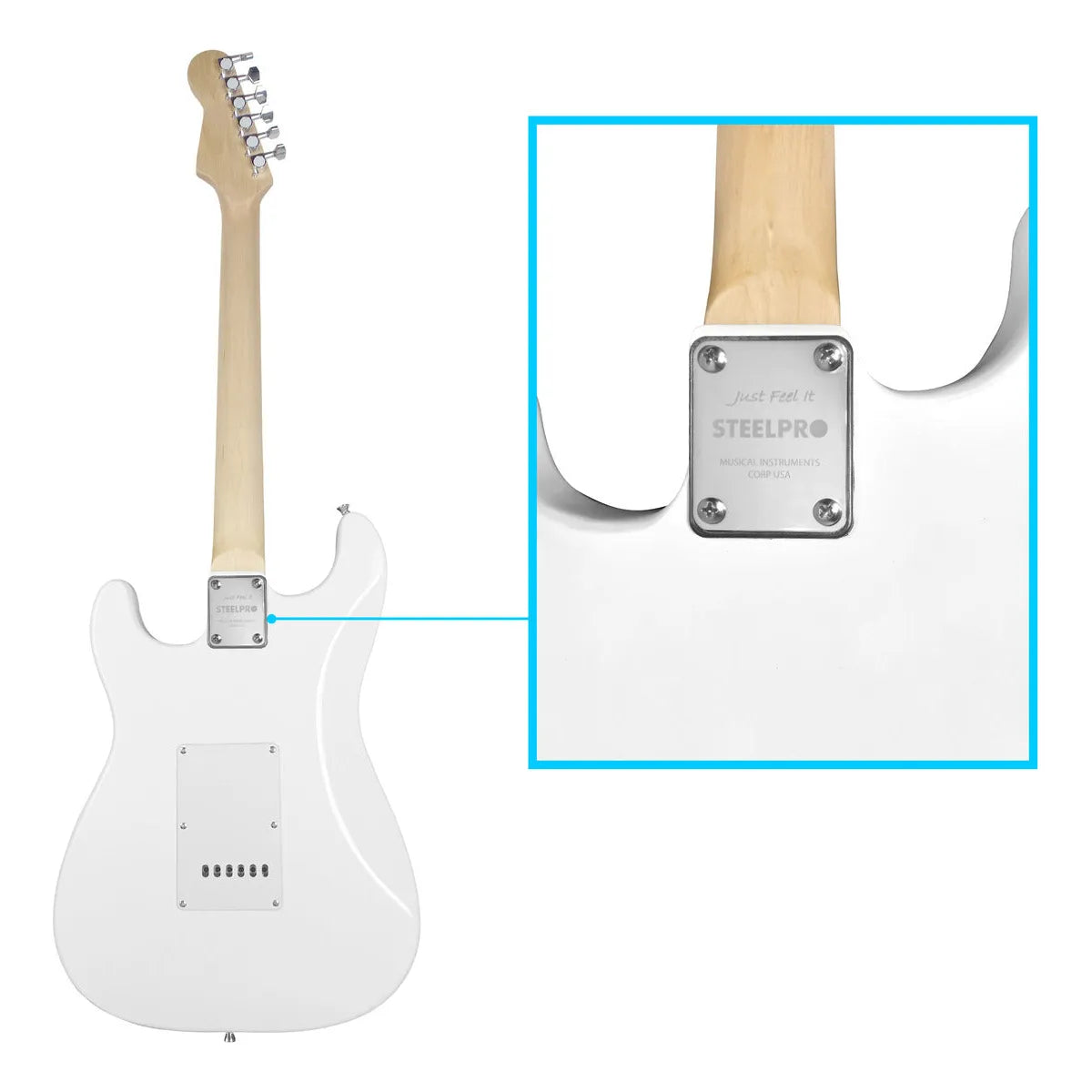 Paquete Guitarra Electrica Jethro Series By By steelpro 023-sk Color Blanco Material Del Diapasón Álamo Orientación De La Mano Diestro