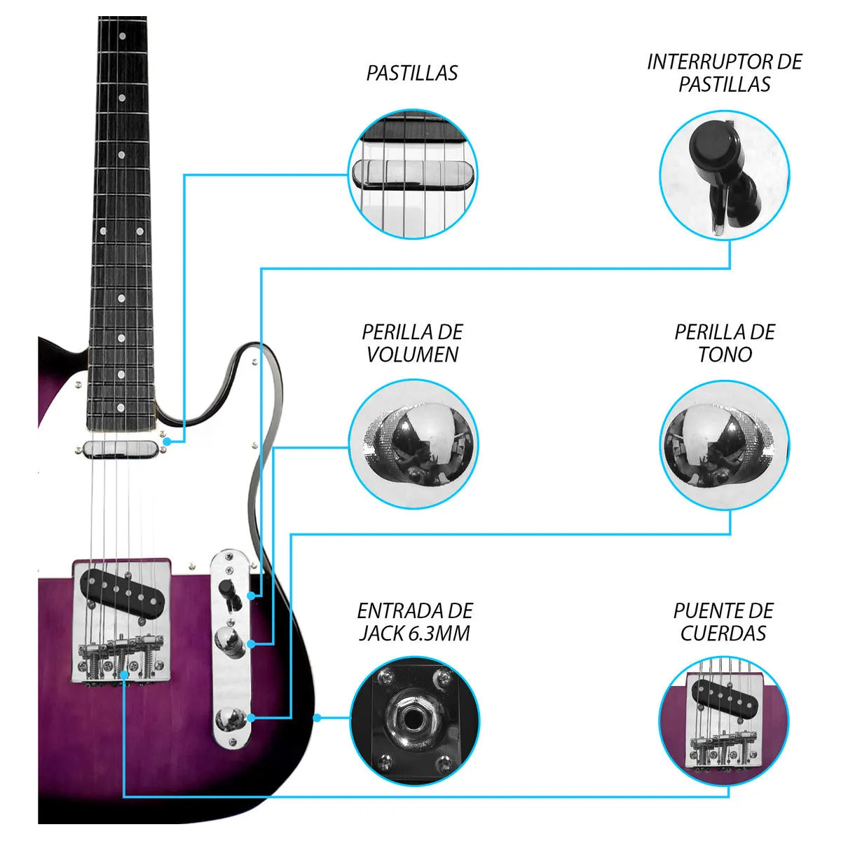 Paquete Guitarra Electrica Jethro Series By Steelpro 030sk Material Del Diapasón Maple Orientación De La Mano Diestro